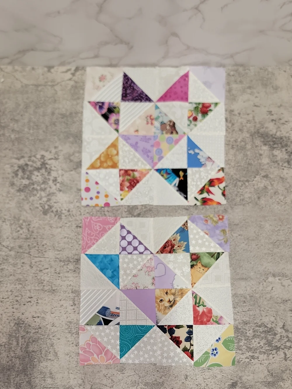 Vintage Handmade Patchwork Star quilt blocks Ohio Star Variation